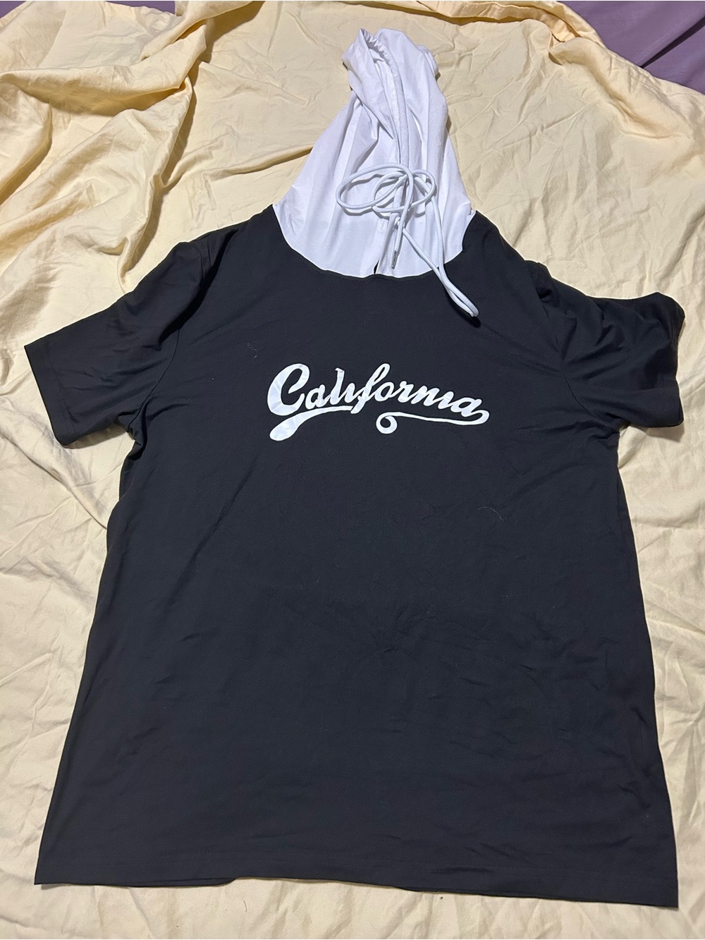 California Graphic Hooded Tee - Black with White Hood